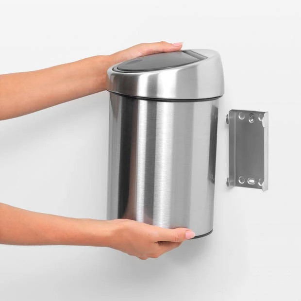 Brabantia Touch Bin Wandafvalemmer 3 Liter Met Kunststof Binnenemmer - Matt Steel Fingerprint Proof 4 Brabantia Touch Bin Wandafvalemmer 3 Liter Met Kunststof Binnenemmer - Matt Steel Fingerprint Proof - Afbeelding 2