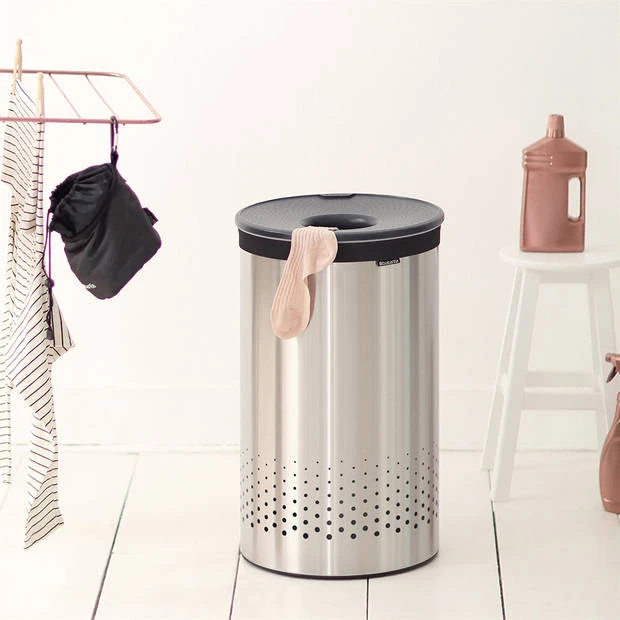 Brabantia Wasbox Met Kunststof Deksel 60 L - Matt Steel 5 Brabantia Wasbox Met Kunststof Deksel 60 L - Matt Steel - Afbeelding 3