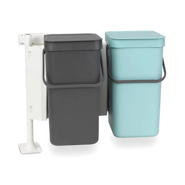 Brabantia Sort & Go Inbouwprullenbak 2x12 L - Mint/Grey 4 Brabantia Sort & Go Inbouwprullenbak 2x12 L - Mint/Grey - Afbeelding 2