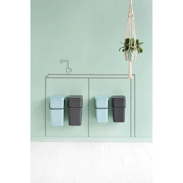 Brabantia Sort & Go Inbouwprullenbak 2x12 L - Mint/Grey 10 Brabantia Sort & Go Inbouwprullenbak 2x12 L - Mint/Grey - Afbeelding 8