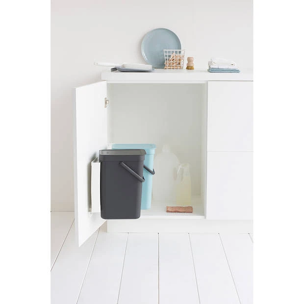 Brabantia Sort & Go Inbouwprullenbak 2x12 L - Mint/Grey 9 Brabantia Sort & Go Inbouwprullenbak 2x12 L - Mint/Grey - Afbeelding 7