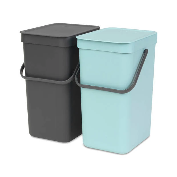 Brabantia Sort & Go Inbouwprullenbak 2x12 L - Mint/Grey 3 Brabantia Sort & Go Inbouwprullenbak 2x12 L - Mint/Grey