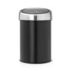 Brabantia Touch Bin Wandafvalemmer 3 Liter Met Kunststof Binnenemmer - Matt Black / Matt Steel -Brabantia 1391124