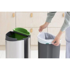 Brabantia Touch Bin Afvalemmer 10 + 23 Liter Met 2 Kunststof Binnenemmers - Matt Steel Fingerprint Proof -Brabantia 1433427 b98166fe