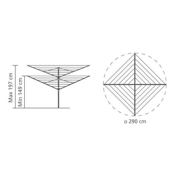 Brabantia Lift-o-Matic Advance Droogmolen - 50 Meter - Met Metalen Grondanker 12 Brabantia Lift-o-Matic Advance Droogmolen - 50 Meter - Met Metalen Grondanker - Afbeelding 10