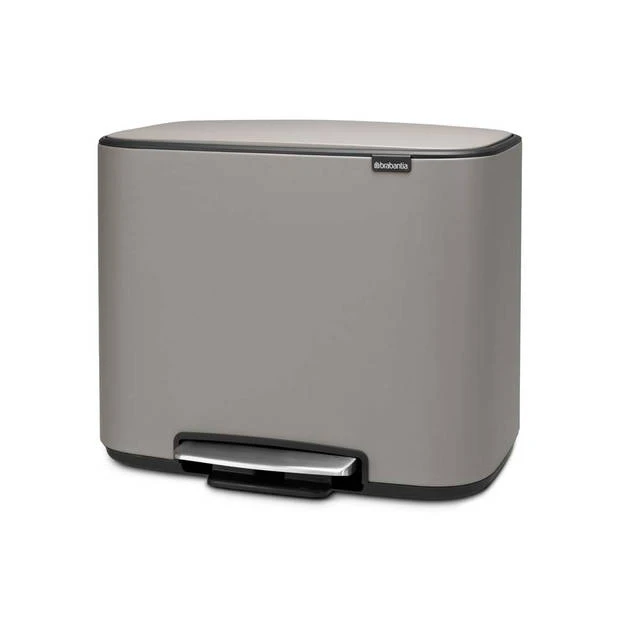 Brabantia Bo Pedaalemmer 3 X 11 Liter Met 3 Kunststof Binnenemmers - Mineral Concrete Grey 4 Brabantia Bo Pedaalemmer 3 X 11 Liter Met 3 Kunststof Binnenemmers - Mineral Concrete Grey - Afbeelding 2