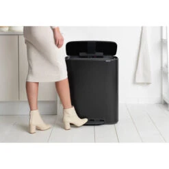 Brabantia Bo Pedaalemmer 2 X 30 Liter Met 2 Kunststof Binnenemmer - Matt Black -Brabantia 2390583 fd912fe6