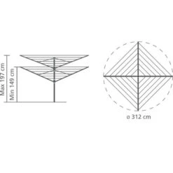 Brabantia Droogmolen Lift-O-Matic Advance - 60m - Incl. Grondanker,beschermhoes En Wasknijpertasje -Brabantia 2428846 2e00cc84