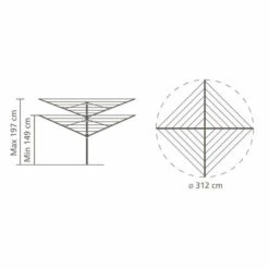 Brabantia Droogmolen Lift-O-Matic Advance - 60m - Incl. Grondanker,beschermhoes En Wasknijpertasje -Brabantia 2428846 37aa67dd