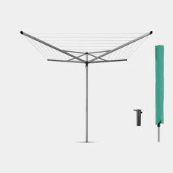 Brabantia Essential Droogmolen 40 Meter Met Bodemhuls En Beschermhoes - Metallic Grey