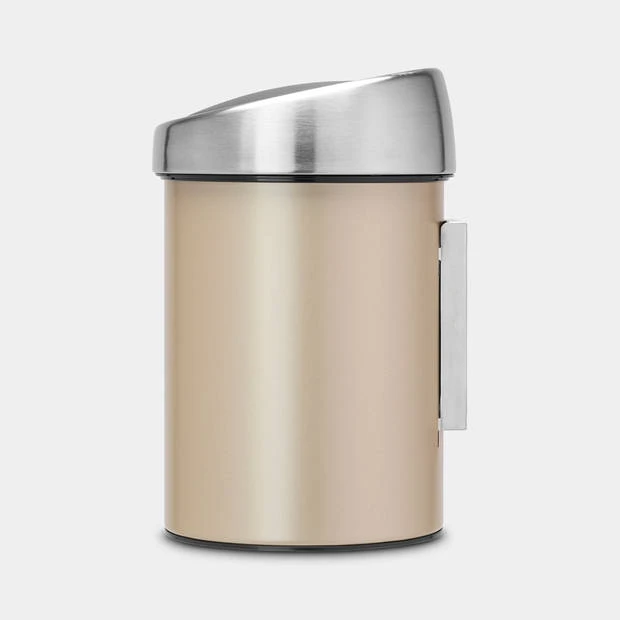 Brabantia Touch Bin Wandafvalemmer 3 Liter Met Kunststof Binnenemmer - Champagne / Matt Steel 4 Brabantia Touch Bin Wandafvalemmer 3 Liter Met Kunststof Binnenemmer - Champagne / Matt Steel - Afbeelding 2
