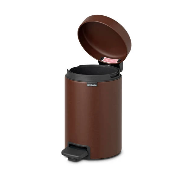 Brabantia NewIcon Pedaalemmer 3 Liter Met Kunststof Binnenemmer - Mineral Cosy Brown 5 Brabantia NewIcon Pedaalemmer 3 Liter Met Kunststof Binnenemmer - Mineral Cosy Brown - Afbeelding 3