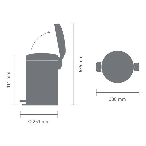 Brabantia NewIcon Pedaalemmer 12 Liter Met Kunststof Binnenemmer - Mineral Cosy Brown 10 Brabantia NewIcon Pedaalemmer 12 Liter Met Kunststof Binnenemmer - Mineral Cosy Brown - Afbeelding 8
