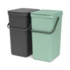 Brabantia Sort & Go Inbouwemmer 2 X 16 Liter - Jade Green En Dark Grey