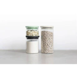 Brabantia Glazen Voorraadbussen Stapelbaar, Set Van 0,3-0,6-1,1 Liter - Light Grey, Dark Grey En Jade Green -Brabantia 3813178 942584bd