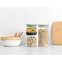 Brabantia Glazen Voorraadbussen Stapelbaar, Set Van 0,3-0,6-1,1 Liter - Light Grey, Dark Grey En Jade Green -Brabantia 3813178 e9e91cab