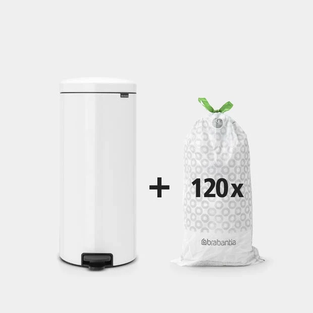 Brabantia Newicon Pedaalemmer White 30L + 120 Zakken 4 Brabantia Newicon Pedaalemmer White 30L + 120 Zakken - Afbeelding 2